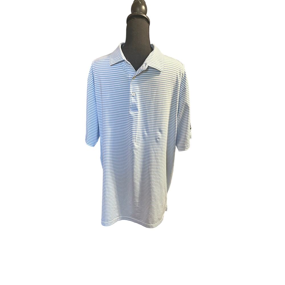 Peter Millar Summer Comfort Blue Stripe Polo XL – Preppy Luxe Style